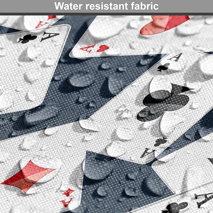 Lunarable Casino Dog Crate Cover, Realistic Style Random Scattered Playing Cards Leisure Time Hobby Games, Easy to Use Pet Kennel Cover for Medium Large Dogs, 48 Inch, Cadet Blue Black Red