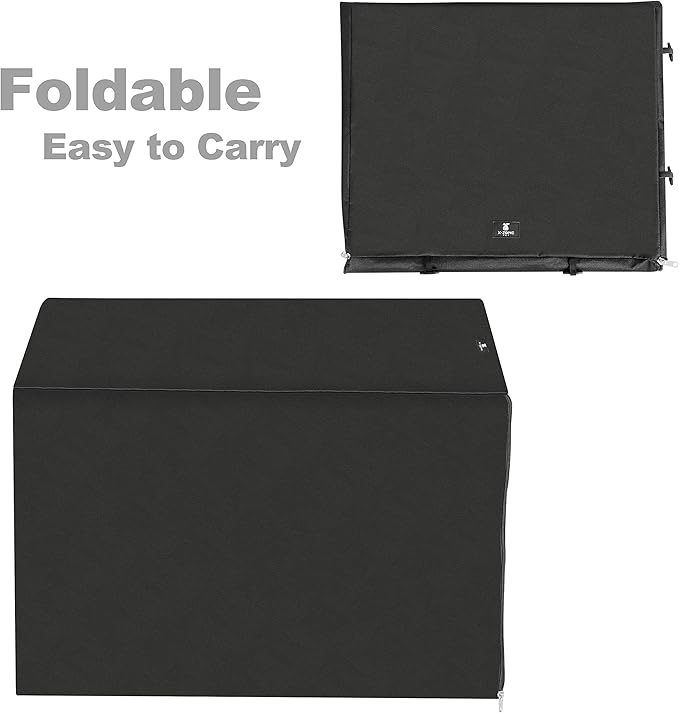 X-ZONE PET Double Door Dog Crate Cover - Polyester Pet Kennel Cover (Fits 24 30 36 42 48 inches Wire Crate) (36 Inch, Black)