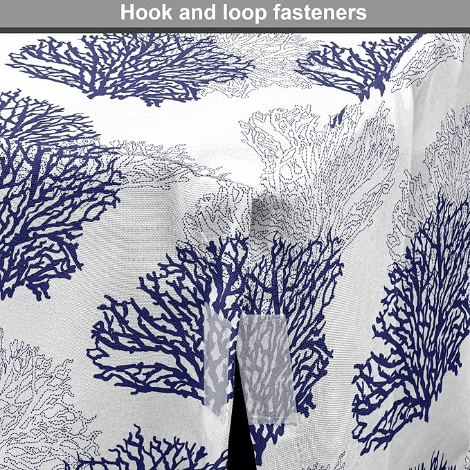 Lunarable Blue Nautical Dog Crate Cover, Demonstration of Coral Sea Plantation Drawings on a Plain Background, Easy to Use Pet Kennel Cover for Medium Large Dogs, 48 Inch, Night Blue White