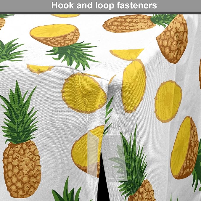 Lunarable Pineapple Dog Crate Cover, Sliced in Half Ananas Exotic Fruit Rhythmic Retro Look Print, Easy to Use Pet Kennel Cover for Medium Large Dogs, 36 Inch, Mustard Fern Green
