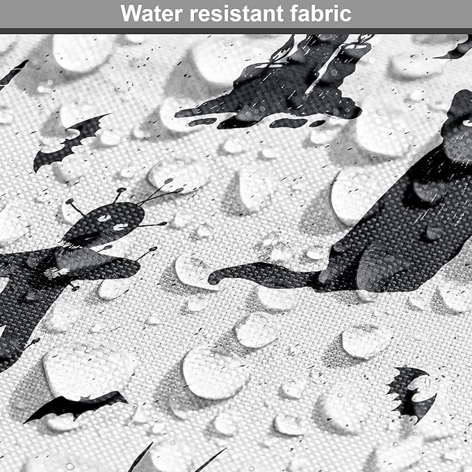 Lunarable Halloween Dog Crate Cover, Horror Pattern Tombstone Kitty Owl Voodoo Trick or Treat Pumpkin, Easy to Use Pet Kennel Cover for Medium Large Dogs, 48 Inch, Grey Black Charcoal