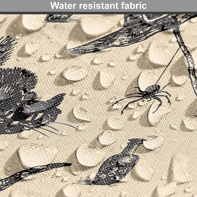 Lunarable Halloween Dog Crate Cover, Sketch Drawn Bat Cat Spider Witch Hat and Broom Pattern, Easy to Use Pet Kennel Cover for Medium Large Dogs, 36 Inch, Grey Beige Charcoal