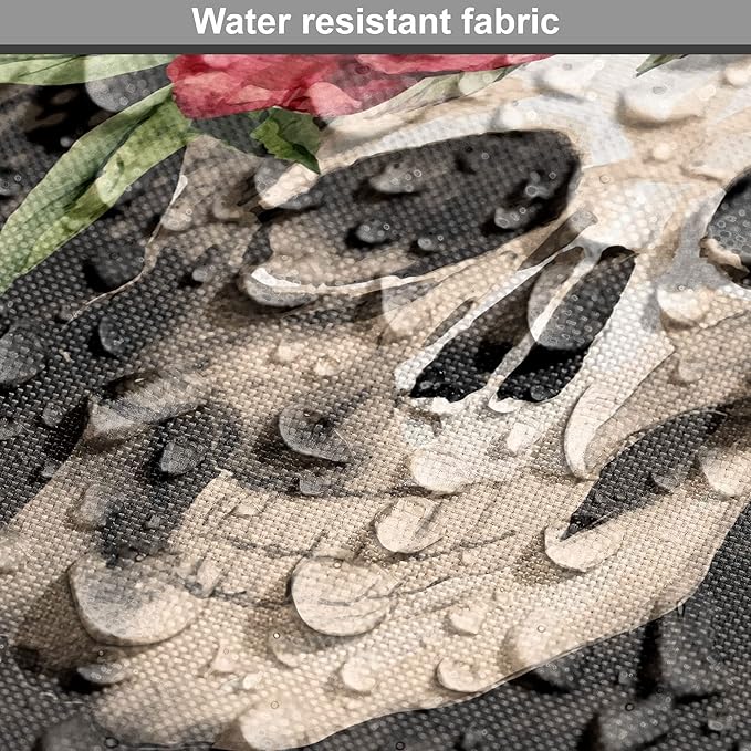 Lunarable Halloween Dog Crate Cover, Mexican Sugar Skull Rose Bouquets Spooky Traditional Humour Culture, Easy to Use Pet Kennel Cover for Cats & Medium Dogs, 30 Inch, Black Grey