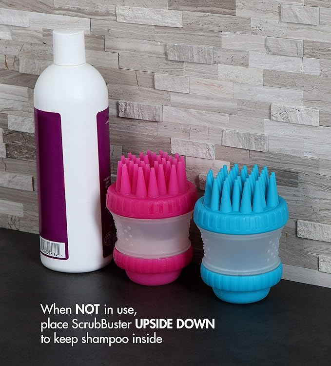 Dexas ScrubBuster Silicone Dog Washing Brush with Built-in Shampoo Reservoir, Pink