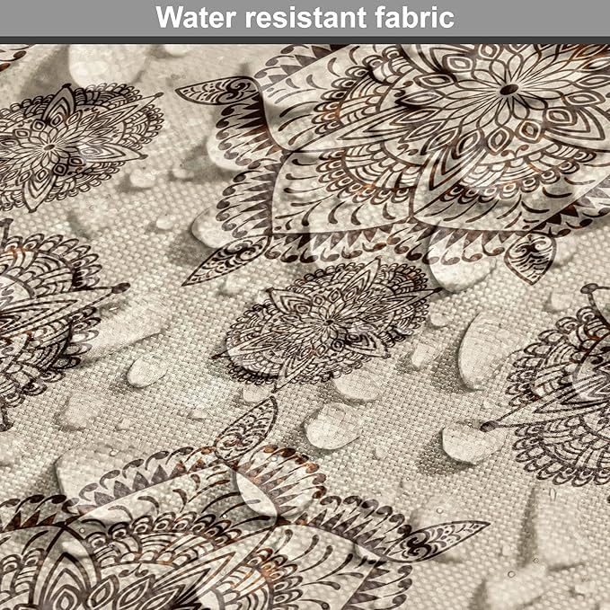 Lunarable Cream Dog Crate Cover, Vintage Eastern Inspired Design with Symmetrical Elements Abstract Flower Arrangement, Easy to Use Pet Kennel Cover for Medium Large Dogs, 36 Inch, Tan Brown