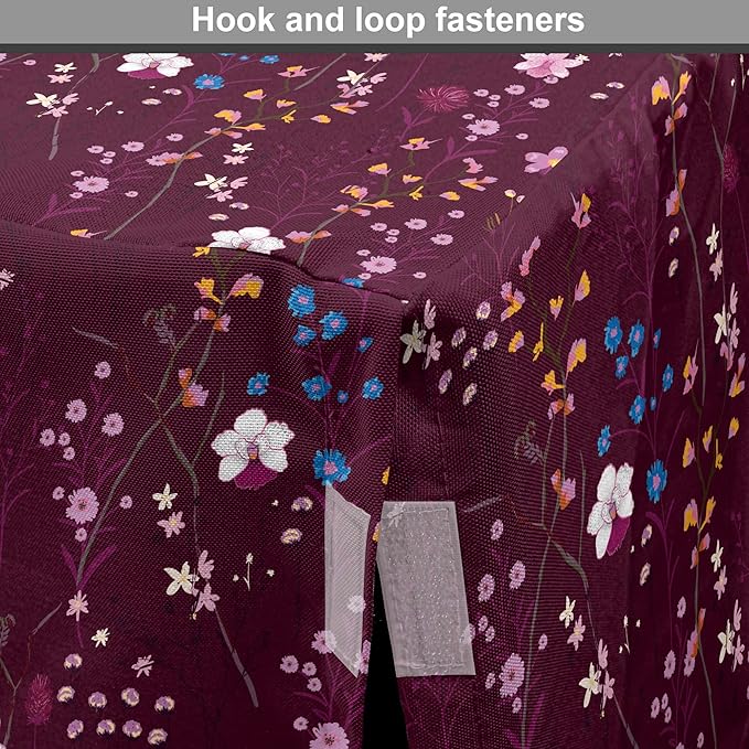 Lunarable Maroon Dog Crate Cover, Pattern of Wildflowers Scene Botanical Spring Time Elements Colorful Blooms, Easy to Use Pet Kennel Cover for Small Dogs Puppies Kittens, 22 Inch, Maroon Multicolor