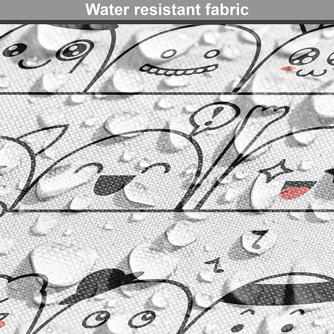 Lunarable Cartoon Dog Crate Cover, Funny Creatures and Monsters Doodle Faces in Manga Style Emotions, Easy to Use Pet Kennel Cover for Medium Large Dogs, 42 Inch, Charcoal Grey Coral White