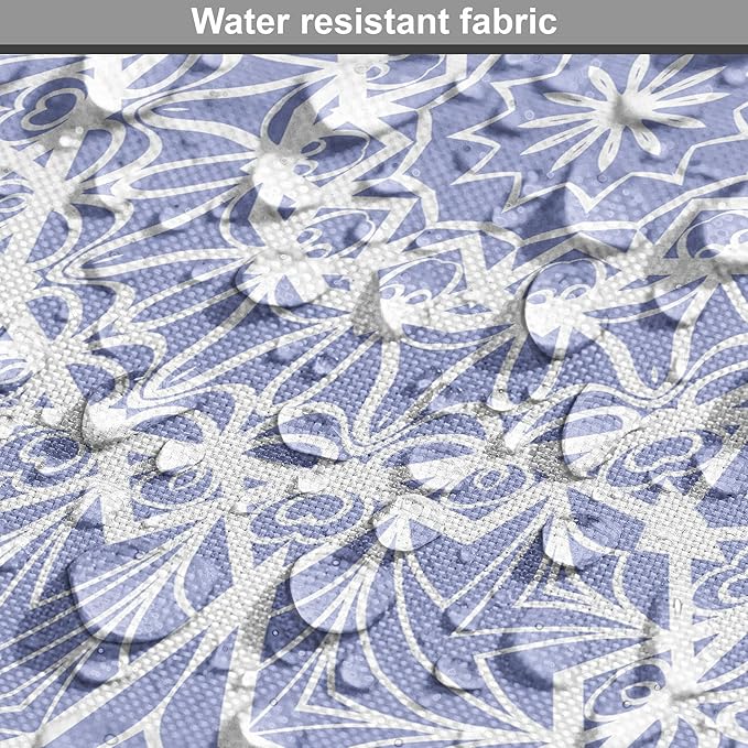 Lunarable Mandala Dog Crate Cover, Ceremonial Retro Minimal Far Eastern Pattern, Easy to Use Pet Kennel Cover for Medium Large Dogs, 42 Inch, Lavender Blue and White