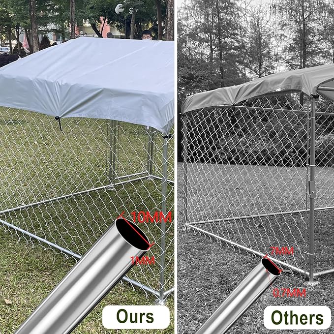 Large Outdoor Dog Kennel 6.6 x 6.6FT, Heavy Duty Outdoor Heavy Duty Dog Enclosure, Waterproof UV-Resistant Cover and Secure Lock for Backyard Farm 78" L x 78" W x 60" H