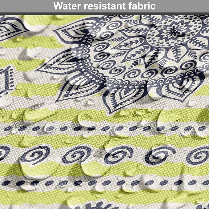 Lunarable Bohemian Mandala Dog Crate Cover, Floral Sun Motif on Brush Drawn Stripes with Dots, Easy to Use Pet Kennel Cover for Small Dogs Puppies Kittens, 18 Inch, Night Blue Yellow