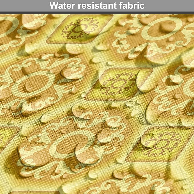 Lunarable Mustard Dog Crate Cover, Exotic Ornate Style Baroque Inspired Tiles Portuguese Culture Design Print, Easy to Use Pet Kennel Cover for Medium Large Dogs, 36 Inch, Earth Yellow