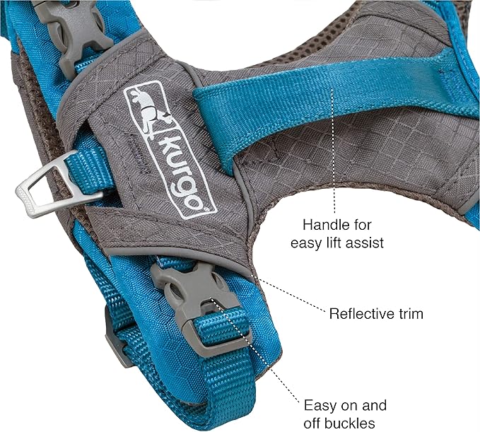 Kurgo Journey Air Dog Harness, Vest Harnesses for Dogs, Pet Hiking Harness for Running & Walking, Reflective, Padded, Includes Control Handle, No Pull Front Clip (Coral, Small)