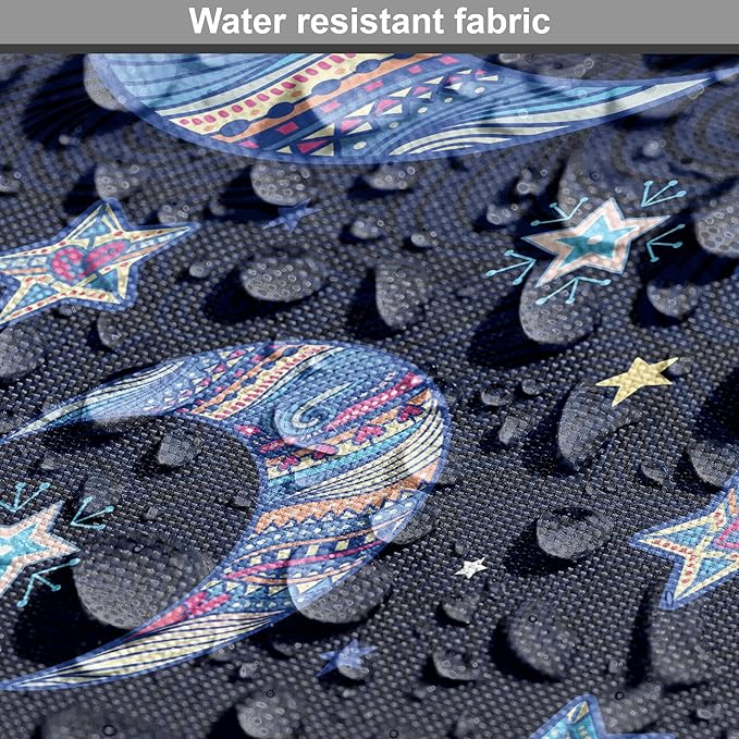 Lunarable Bohemian Stars Dog Crate Cover, Crescent Moon and Night Sky Elements Motif Curvy Background, Easy to Use Pet Kennel Cover for Medium Large Dogs, 42 Inch, Pink Blue