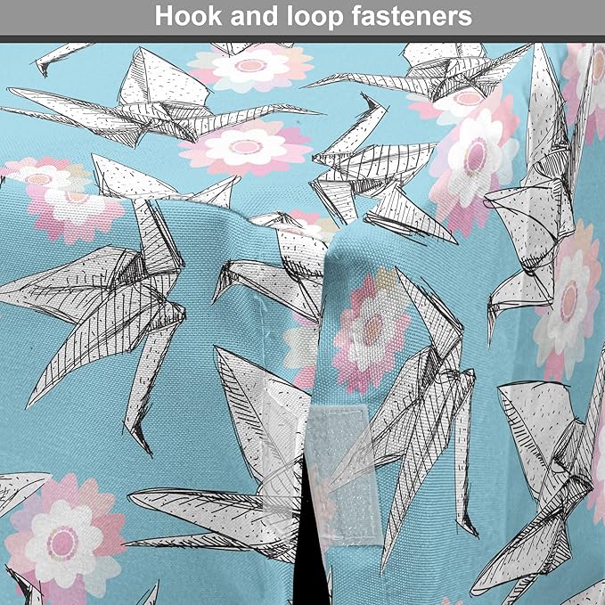 Lunarable Origami Dog Crate Cover, Japanese Tradition Paper Cranes and Cherry Blossom Petals Spring, Easy to Use Pet Kennel Cover for Medium Large Dogs, 42 Inch, Pale Pink Pale Blue White