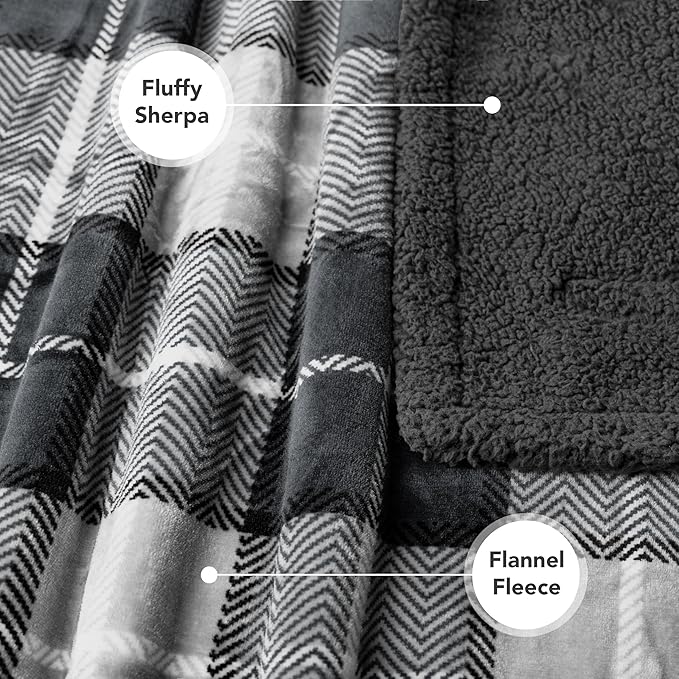 PetAmi Dog Blanket for Medium Large Dogs, Pet Bed Blanket Cat Puppy Kitten, Fleece Furniture Couch Cover Protector Sofa Car, Soft Sherpa Dog Throw Plush Reversible Washable, 40x60 Plaid Dark Gray