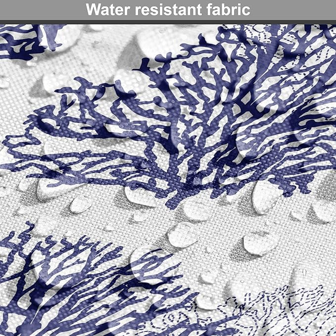 Lunarable Blue Nautical Dog Crate Cover, Demonstration of Coral Sea Plantation Drawings on a Plain Background, Easy to Use Pet Kennel Cover for Medium Large Dogs, 48 Inch, Night Blue White