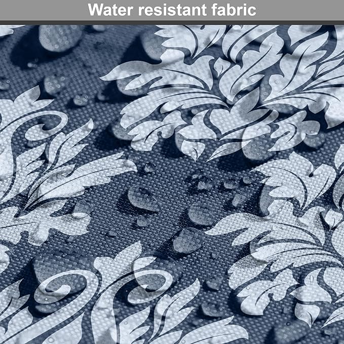 Lunarable Damask Blue Dog Crate Cover, Abstract Antique Royal Motif with Leaves and Swirls, Easy to Use Pet Kennel Cover for Small Dogs Puppies Kittens, 18 Inch, Ceil Blue Violet Blue