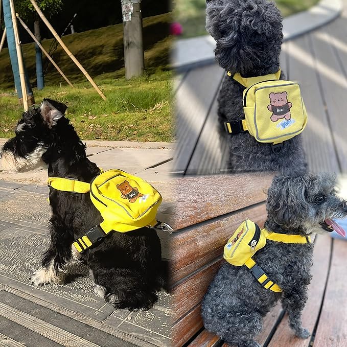 Dog Bag and Leash Set - Dog Bag Harness for Small Dogs Medium Dogs- Adjustable in Harness for Dogs (Medium 7-16 Ib)