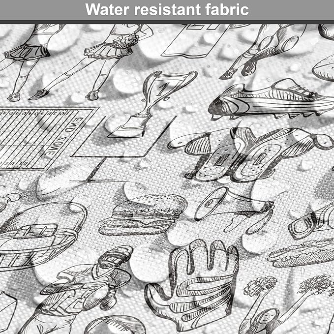 Lunarable Football Dog Crate Cover, Cup Ball Cheerleader Player Sneakers Sports Equipment Sketch Pattern, Easy to Use Pet Kennel Cover for Cats & Medium Dogs, 30 Inch, Charcoal Grey and White