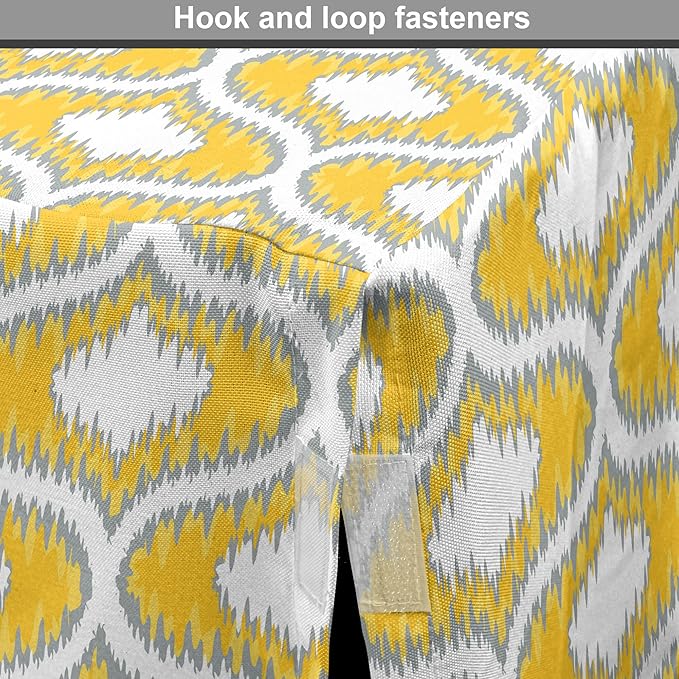 Lunarable Mustard Dog Crate Cover, Eastern Ikat Style Pattern with Modern Blurry Color Distortion Effects, Easy to Use Pet Kennel Cover for Medium Large Dogs, 36 Inch, Grey Yellow