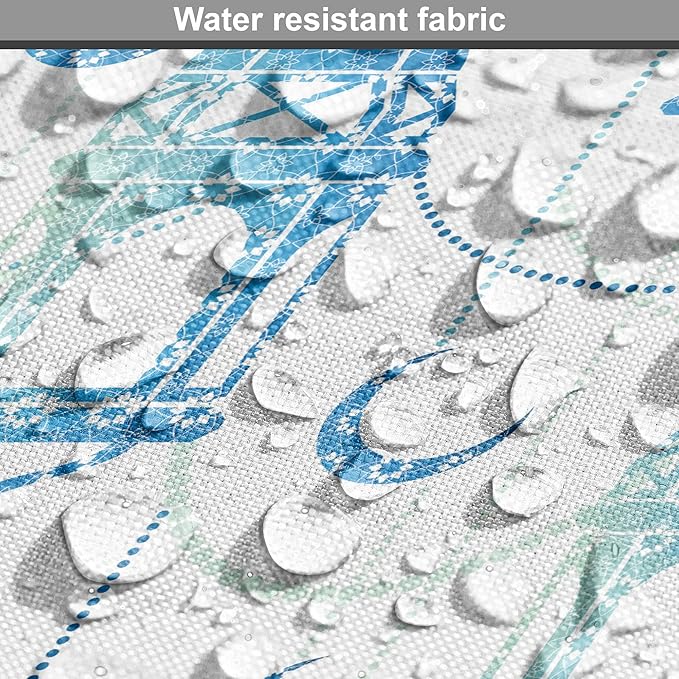 Lunarable Oriental Dog Crate Cover, Eastern Theme Celebration Pale Toned Composition Folkloric Look Print, Easy to Use Pet Kennel Cover for Medium Large Dogs, 48 Inch, Pale Green White Blue