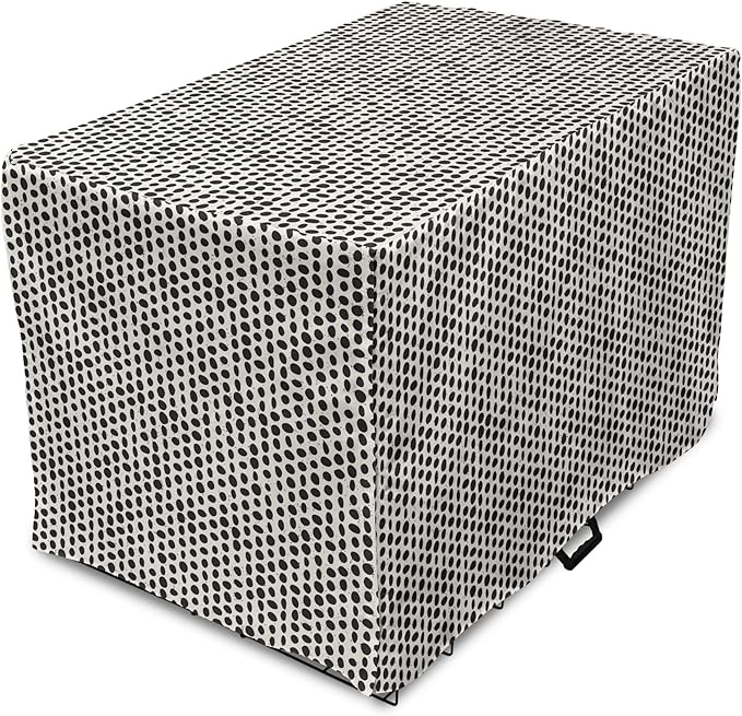 Lunarable Abstract Dog Crate Cover, Monochrome Grunge Pattern with Modern Round Shapes Print, Easy to Use Pet Kennel Cover for Medium Large Dogs, 48 Inch, Grey Charcoal
