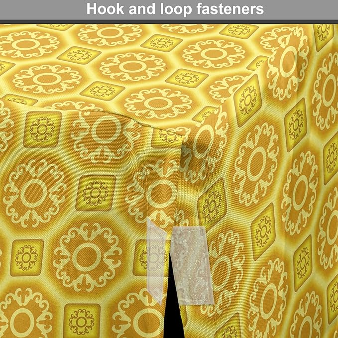 Lunarable Mustard Dog Crate Cover, Exotic Ornate Style Baroque Inspired Tiles Portuguese Culture Design Print, Easy to Use Pet Kennel Cover for Medium Large Dogs, 48 Inch, Earth Yellow