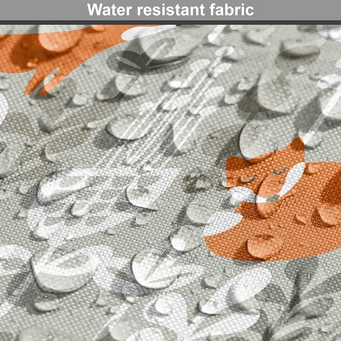 Lunarable Autumn Fall Dog Crate Cover, Fox Animal Sleeping in The Forest Plants Woodland Wildlife Theme, Easy to Use Pet Kennel Cover for Medium Large Dogs, 36 Inch, Orange Grey White