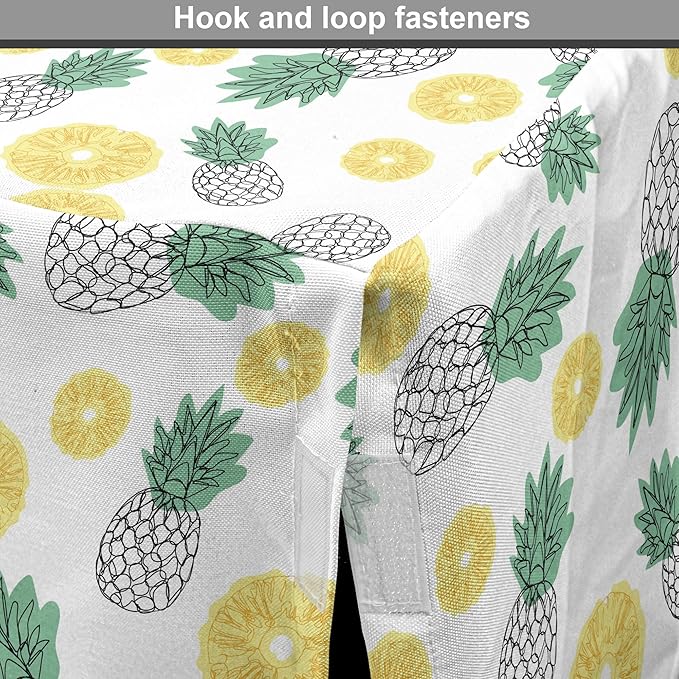 Lunarable Pineapple Dog Crate Cover, Doodle Style Whole and Sliced Pieces, Easy to Use Pet Kennel Cover for Small Dogs Puppies Kittens, 22 Inch, White Yellow Jade Green