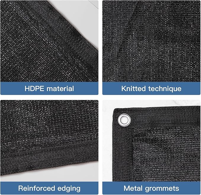 Knitted Shade Cloth 6ft x 12ft 85% Sunblock Kennel Shade Cover with Grommets Black (Excludes Kennel) - PS0612BLKX1