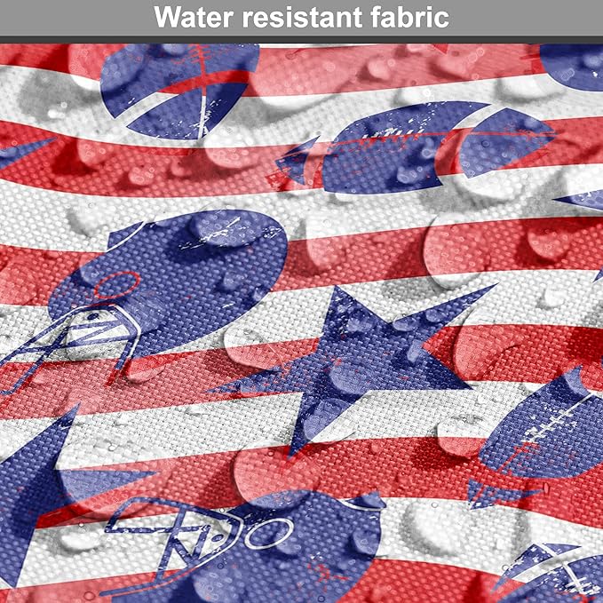 Lunarable Football Dog Crate Cover, Wavy Stripes and National Sport in American USA Inspired Colors, Easy to Use Pet Kennel Cover for Small Dogs Puppies Kittens, 18 Inch, Coral Violet Blue White