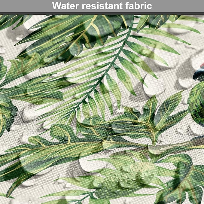 Lunarable Green Dog Crate Cover, Exotic Tropic Pattern with Palm Leaves Breadfruits Plumeria Flowers and Parrots, Easy to Use Pet Kennel Cover for Small Dogs Puppies Kittens, 18 Inch, Lime Green Cream