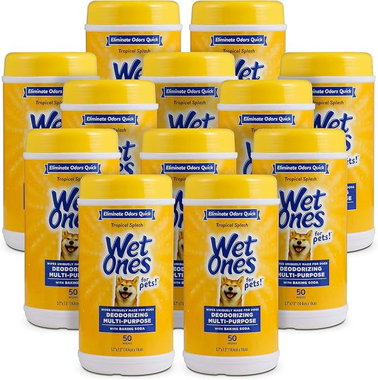 Wet Ones for Pets Deodorizing Multi-Purpose Dog Wipes With Baking Soda Dog Deodorizing Wipes For All Dogs in Tropical Splash Scent, Wet Ones Wipes for Deodorizing Dogs (Pack of 12,600 Count Total)