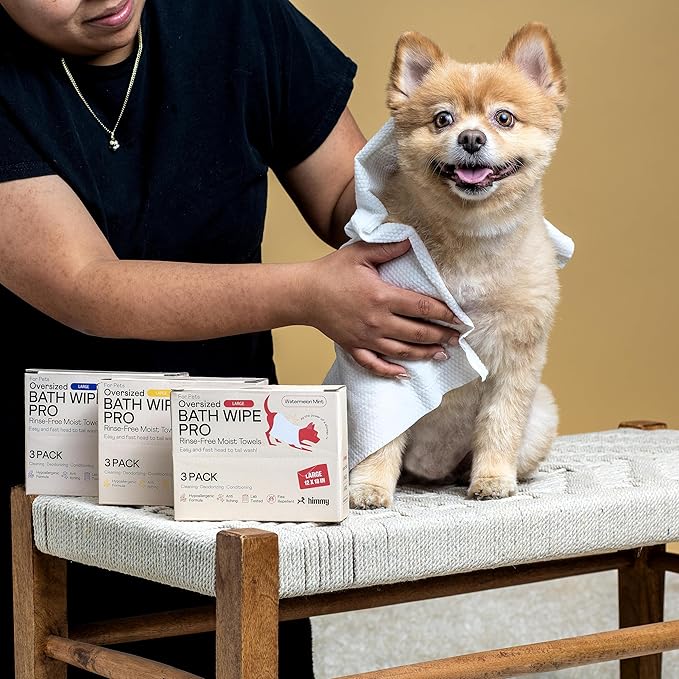 Himmy XL Pet Wipes for Dogs and Cats – 18” x 30” Bath Wipes for Cleaning, Deodorizing, Conditioning, Anti-Itch Grooming, Wet Dog Wipes for Paws, Butt, Ear, Eye, Face, Whole Body Watermelon