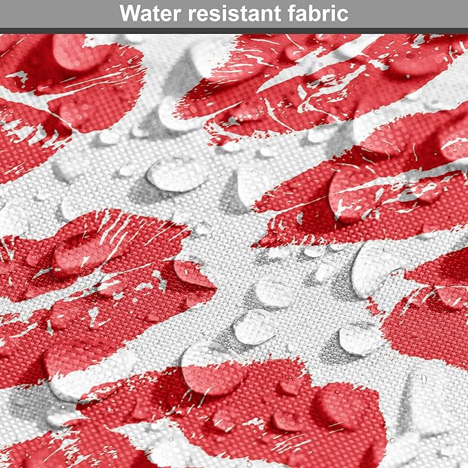 Lunarable Kiss Dog Crate Cover, Rhythmic Make up Red Luscious Lips Lipstick Imprint Illustration, Easy to Use Pet Kennel Cover for Small Dogs Puppies Kittens, 22 Inch, Dark Pink and White