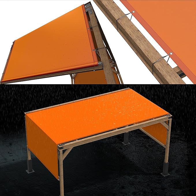 ColourTree 6' x 11' Orange Custom Size Waterproof Shade Cloth with Grommets - 90% Sunblock, Durable Mesh Fabric Tarp for Dog Kennel Cover, Fence Privacy Screen, Greenhouse, Coop & Pet Playpen