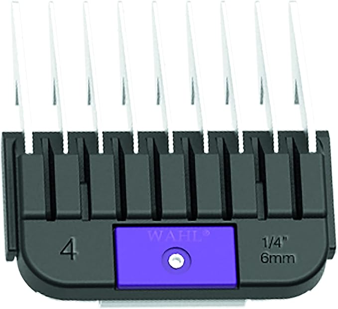 WAHL Professional Animal Stainless Steel Attachment Guide Comb Detachable Blade Pet Clippers - #4, 1/4 Inch Cut Length (3372-100), Purple