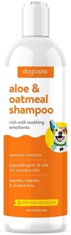 Everyday Aloe & Oatmeal Shampoo – Piña Colada Scent (16oz) | Nourishing Shampoo for Dogs and Cats Rich with Soothing Emollients | Alcohol-Free, Soapless & Tearless