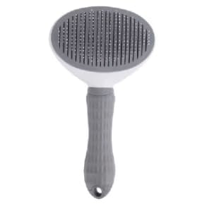 Pet Clean Hair Remover Button Stainless Steel Brushes Dogs Cat Slicker Self Cleaning Grooming Pet Comb Brush, blue, pink, grey