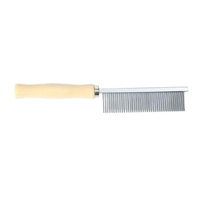 Silver Dog and Cat Combs For Grooming Long Haired Cats and Dogs - Pet Dog Cat Comb Stainless Steel Pin Teeth Wooden Handle Grooming Fur Hair Brush - Comb Removes and Prevents Matted Fur，Grooming