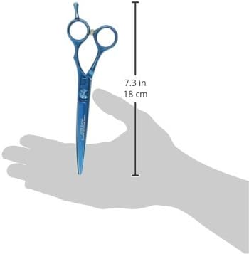 Master Grooming Tools 5200 Blue Titanium Shears — High-Performance Shears for Grooming Dogs - Curved, 6½"