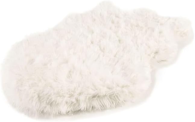 PupRug Orthopedic Dog Bed for Large Dogs with Fluffy Soft Faux Fur and Memory Foam for Joint Pain Relief, Machine Washable and Waterproof Couch Bed, Polar White, Medium