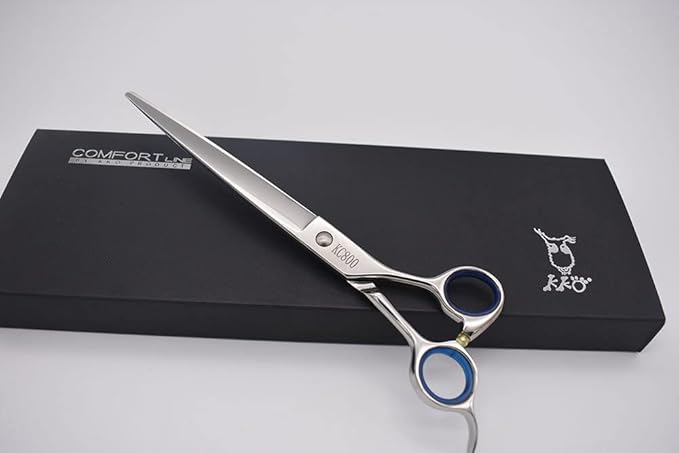 Professional Dog Shear Scissor Straight 8 Inch For Dogs Grooming Stainless Steel Japanese Process (8.0" Straight Blue Diamond)