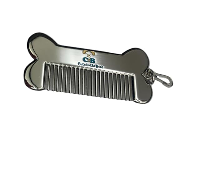 Cute to the Bone Portable Dog Comb 3x1.5 inch Stainless Steel, Small, Shinny silver