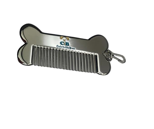 Cute to the Bone Portable Dog Comb 3x1.5 inch Stainless Steel, Small, Shinny silver