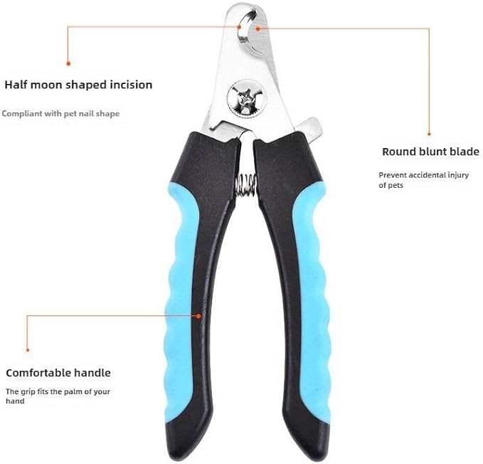 Dog Nail Trimmers and Cat Nail Clipper Set - Professional Dog Nail Clippers for Small Breeds, Heavy Duty Pet Trimmers, Safe Cat Claw Clippers, Ideal for Cats, Dogs, Puppies, (Black/Light Blue)