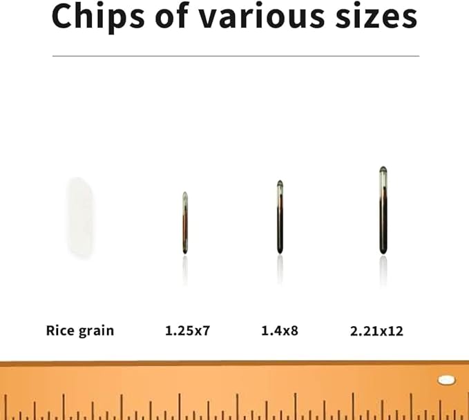 YANZEO 200Pcs 1.4x8mm Pet Microchip 134.2khz FDX-B/ISO11784/ISO11785 Animal Implant Chip Pet ID Microchip for Dog Cat Sheep Cow Pig Mice Rat, Guinea Pig, Laboratory Animals, Free Lifetime Registration