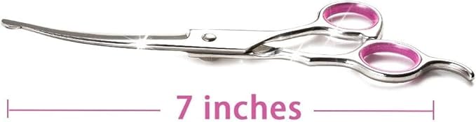 Dog Grooming Scissors Curved 7 Inch Stainless Steel with Safety Round Tips Professional Pet Grooming Shears for Dogs and Cats