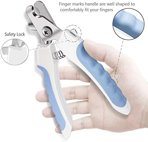 Pet Nail Clippers and Trimmers Set Safety Guard to Avoid Over Cutting Razor Sharp Blades Grooming Tool for All Small Large Dog Cat Blue