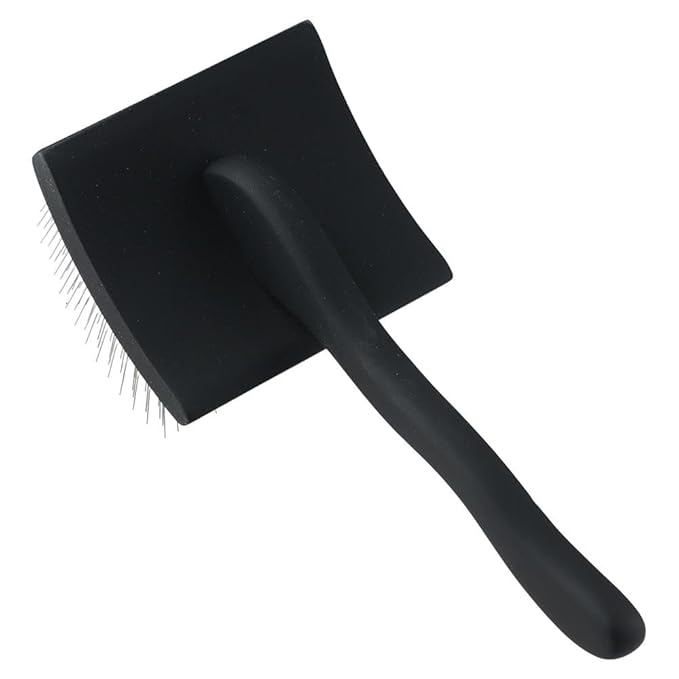 Slicker Brush, Long Pin Brush, Pet Comb, Dematting Tool with Stainless Steel Pins, Large(Black or Purple)(Black)